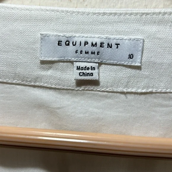 Equipment Femme White Linen Nauman Dress Size 10 NWT - Picture 9 of 11